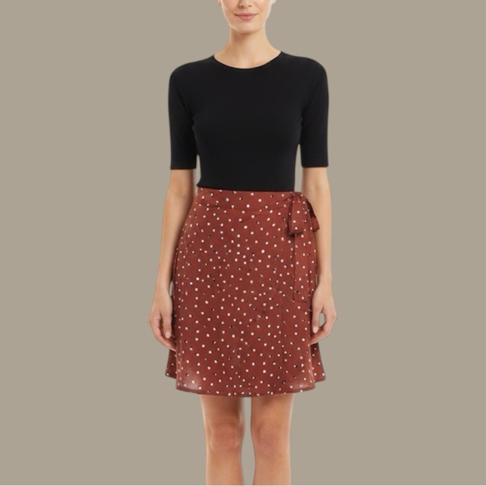Love Hanna Brown Polka Dot White Black‎ Wrap Skirt